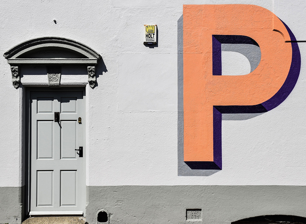 facade with letter P