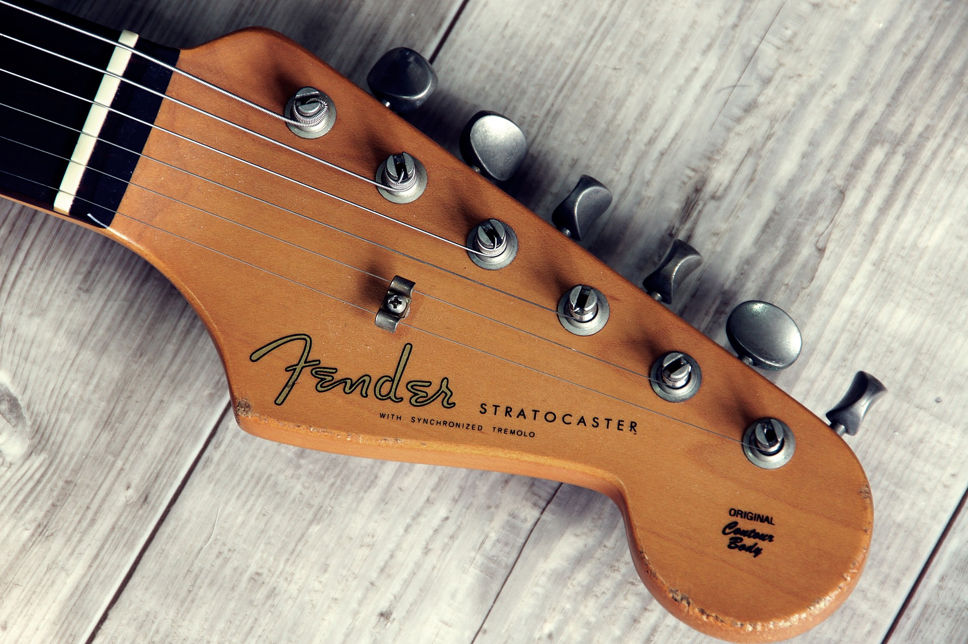 Close-up shot of a Fender Stratocasters Neck